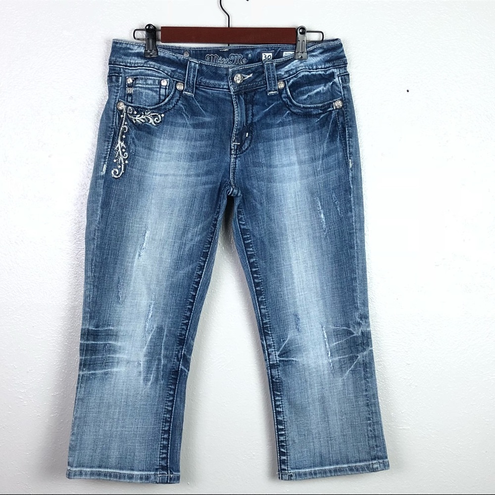 Miss Me Cropped Jeans Size 30 Distressed